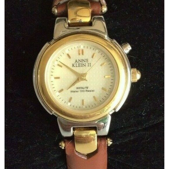 Anne Klein Accessories - Anne Klein 11 Instalite Genuine Leather Watch Gold